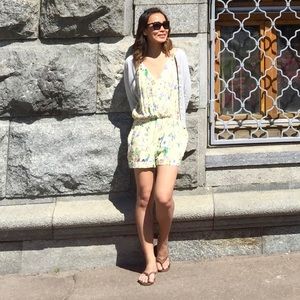 Pastel yellow floral romper